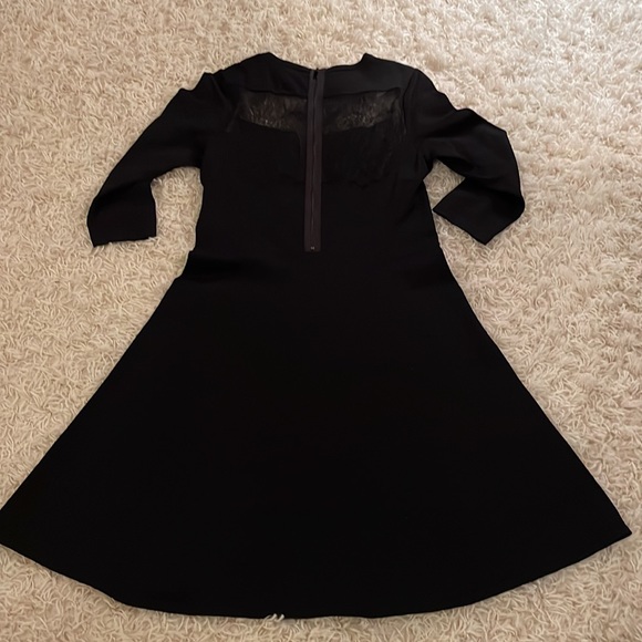 Etcetera Black A-line dress, size M. Lace detailing front & back, zipper closure - Picture 3 of 6